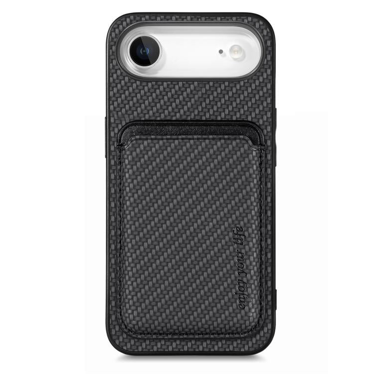Caja del teléfono Magsafe de la tarjeta de cuero de fibra de carbono, For iPhone 18 Pro / 17 Pro, For iPhone 18 Pro Max / 17 Pro Max, For iPhone 17e / 16e, For iPhone 17, For iPhone Air, For iPhone 16 Pro Max, For iPhone 16 Pro, For iPhone 16 Plus     ...