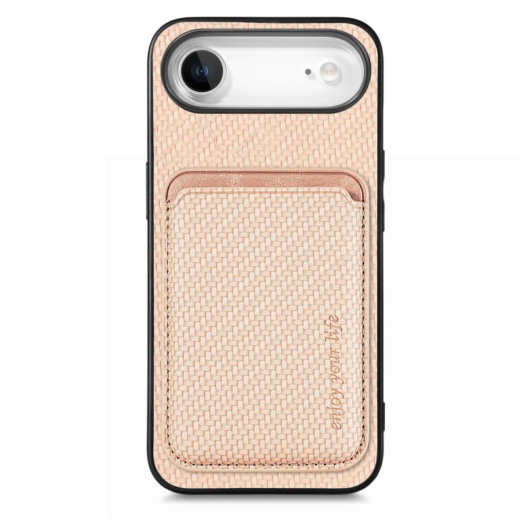 Caja del teléfono Magsafe de la tarjeta de cuero de fibra de carbono, For iPhone 18 Pro / 17 Pro, For iPhone 18 Pro Max / 17 Pro Max, For iPhone 17e / 16e, For iPhone 17, For iPhone Air, For iPhone 16 Pro Max, For iPhone 16 Pro, For iPhone 16 Plus     ...