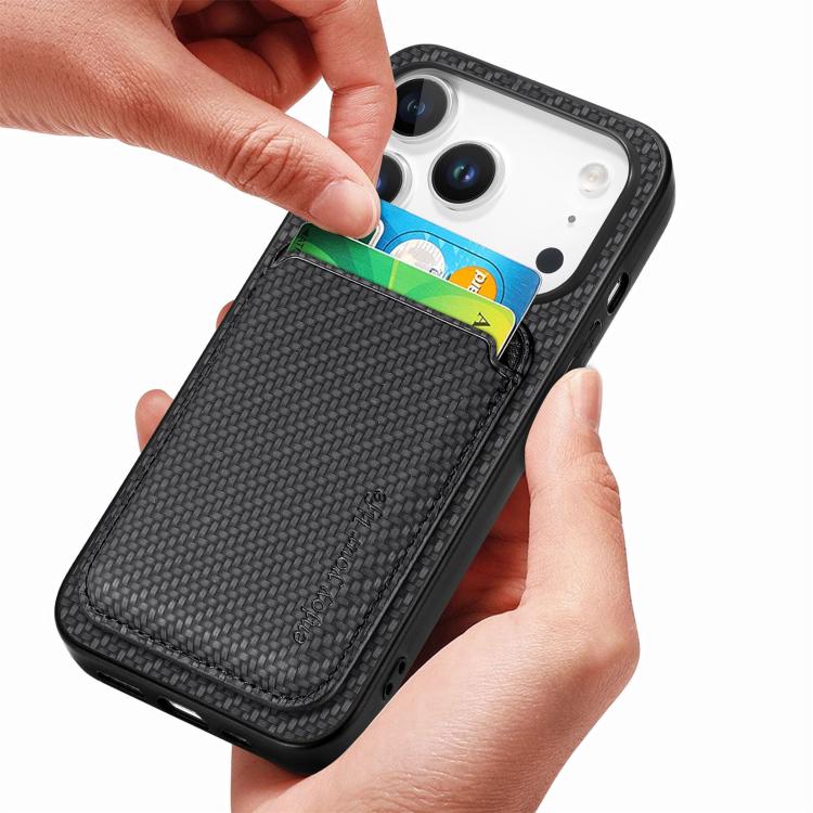 Caja del teléfono Magsafe de la tarjeta de cuero de fibra de carbono, For iPhone 18 Pro / 17 Pro, For iPhone 18 Pro Max / 17 Pro Max, For iPhone 17e / 16e, For iPhone 17, For iPhone Air, For iPhone 16 Pro Max, For iPhone 16 Pro, For iPhone 16 Plus     ...