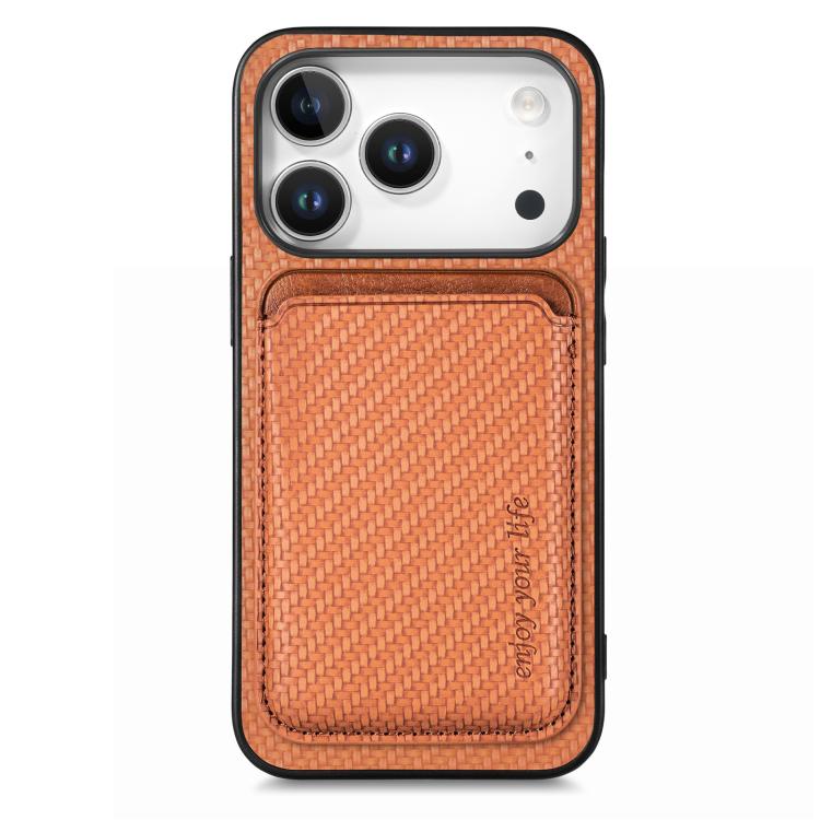 Caja del teléfono Magsafe de la tarjeta de cuero de fibra de carbono, For iPhone 18 Pro / 17 Pro, For iPhone 18 Pro Max / 17 Pro Max, For iPhone 17e / 16e, For iPhone 17, For iPhone Air, For iPhone 16 Pro Max, For iPhone 16 Pro, For iPhone 16 Plus     ...