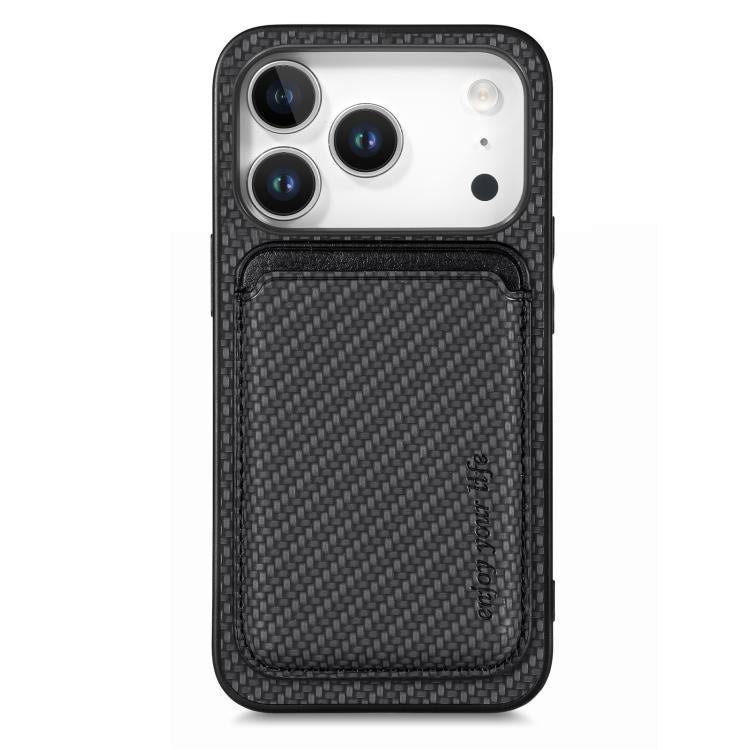 Caja del teléfono Magsafe de la tarjeta de cuero de fibra de carbono, For iPhone 18 Pro / 17 Pro, For iPhone 18 Pro Max / 17 Pro Max, For iPhone 17e / 16e, For iPhone 17, For iPhone Air, For iPhone 16 Pro Max, For iPhone 16 Pro, For iPhone 16 Plus     ...