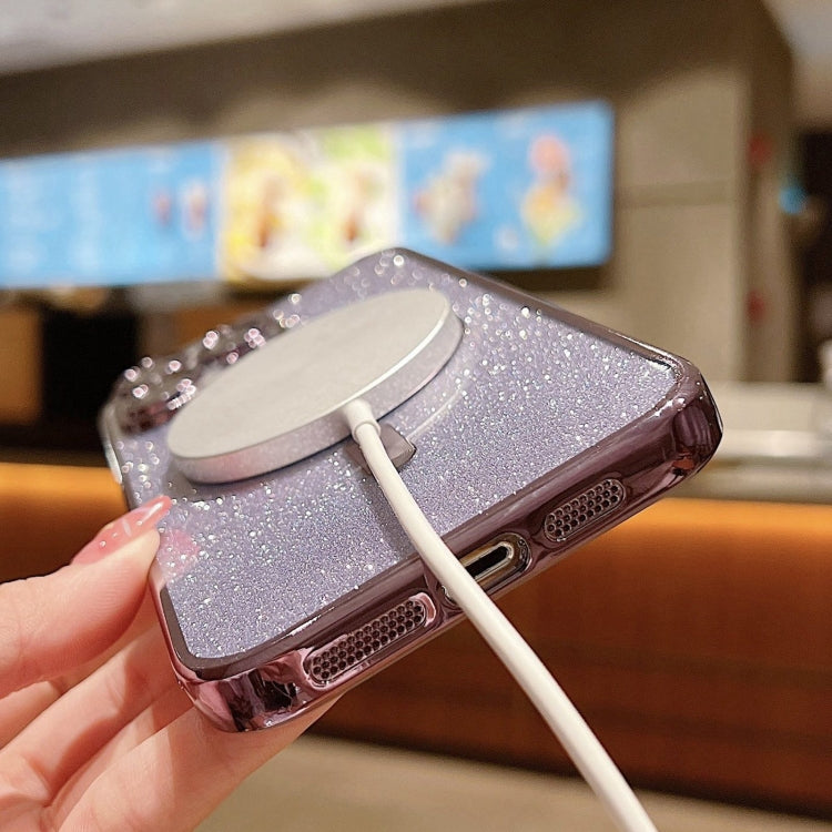 Caja del teléfono de TPU con galvanoplastia con purpurina MagSafe, For iPhone 16 Pro, For iPhone 16 Plus, For iPhone 16, For iPhone 15 Pro Max, For iPhone 15 Pro, For iPhone 15 Plus