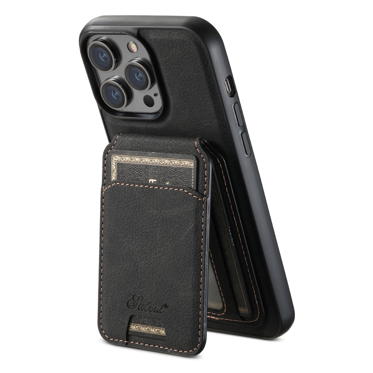 Suteni H16 Funda para teléfono con parte trasera tipo billetera desmontable de cuero con textura de litchi, For iPhone 15 Pro, For iPhone 15 Plus, For iPhone 15, For iPhone 14 Plus, For iPhone 14, For iPhone 14 Pro, For iPhone 14 Pro Max               ...