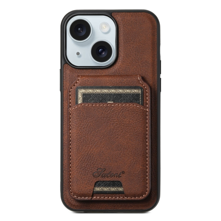 Suteni H16 Funda para teléfono con parte trasera tipo billetera desmontable de cuero con textura de litchi, For iPhone 15 Pro, For iPhone 15 Plus, For iPhone 15, For iPhone 14 Plus, For iPhone 14, For iPhone 14 Pro, For iPhone 14 Pro Max               ...