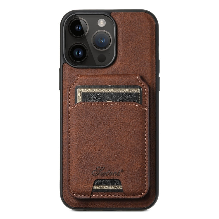 Suteni H16 Funda para teléfono con parte trasera tipo billetera desmontable de cuero con textura de litchi, For iPhone 15 Pro, For iPhone 15 Plus, For iPhone 15, For iPhone 14 Plus, For iPhone 14, For iPhone 14 Pro, For iPhone 14 Pro Max               ...