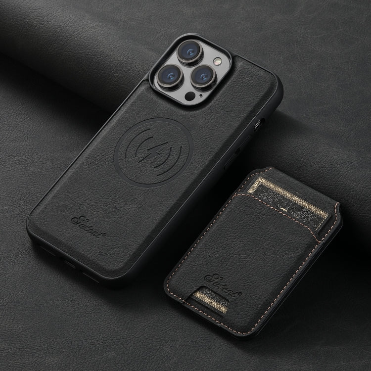 Suteni H16 Funda para teléfono con parte trasera tipo billetera desmontable de cuero con textura de litchi, For iPhone 12 Pro, For iPhone 17e / 16e