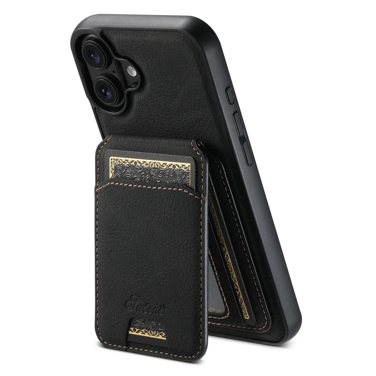 Suteni H16 Funda para teléfono con parte trasera tipo billetera desmontable de cuero con textura de litchi, For iPhone 18, For iPhone 18 Pro, For iPhone 18 Pro Max, For iPhone 17 Pro Max, For iPhone 17 Pro, For iPhone 17, For iPhone Air                ...