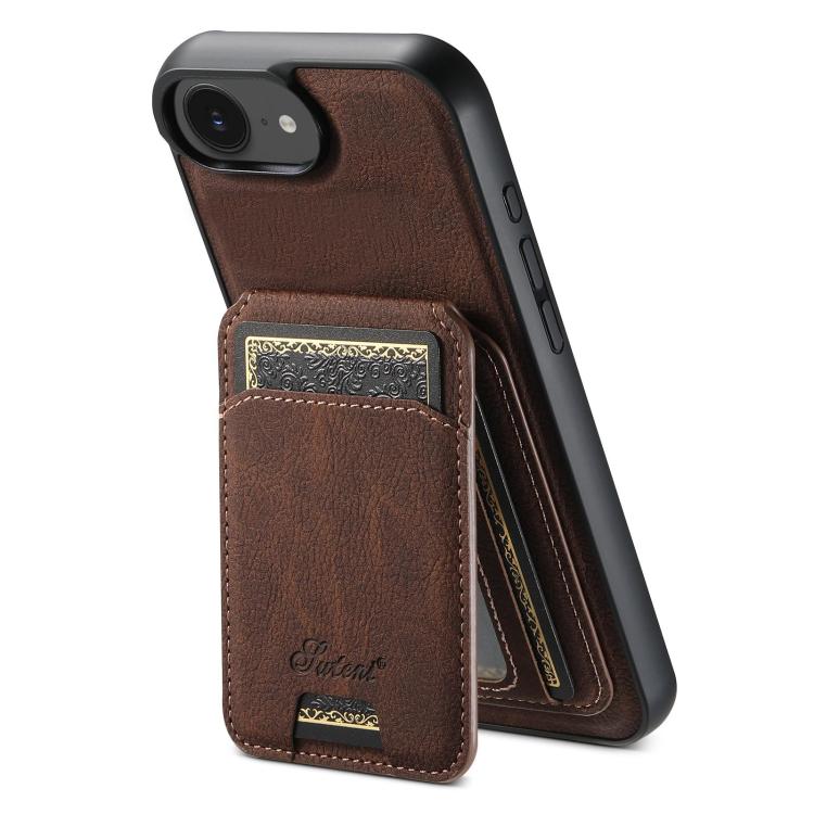 Suteni H16 Funda para teléfono con parte trasera tipo billetera desmontable de cuero con textura de litchi, For iPhone 12 Pro, For iPhone 17e / 16e