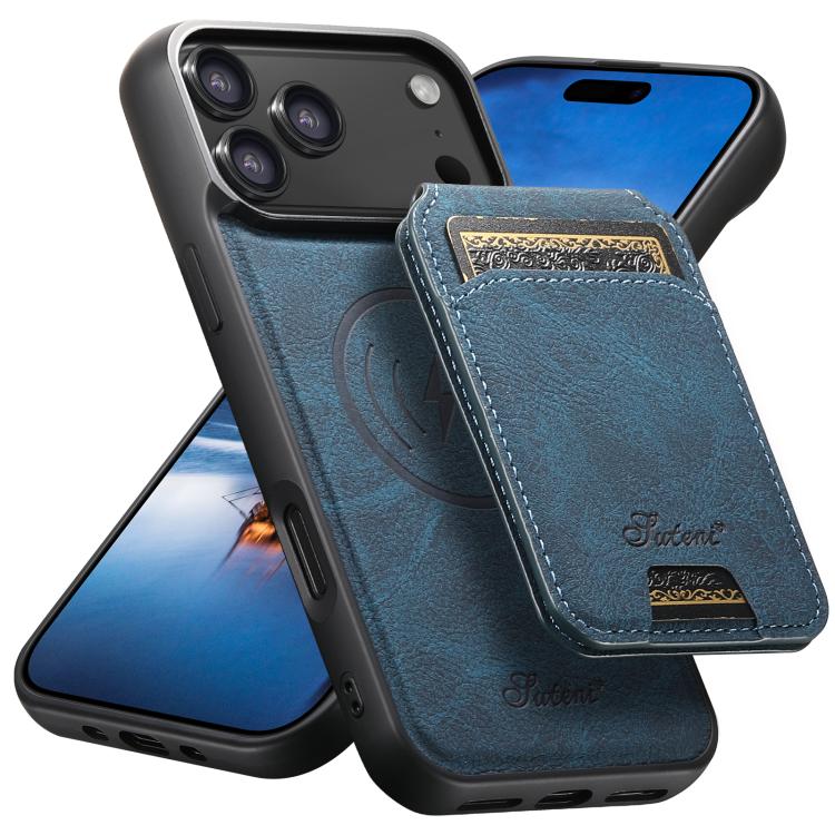 Suteni H16 Funda para teléfono con parte trasera tipo billetera desmontable de cuero con textura de litchi, For iPhone 18, For iPhone 18 Pro, For iPhone 18 Pro Max, For iPhone 17 Pro Max, For iPhone 17 Pro, For iPhone 17, For iPhone Air                ...