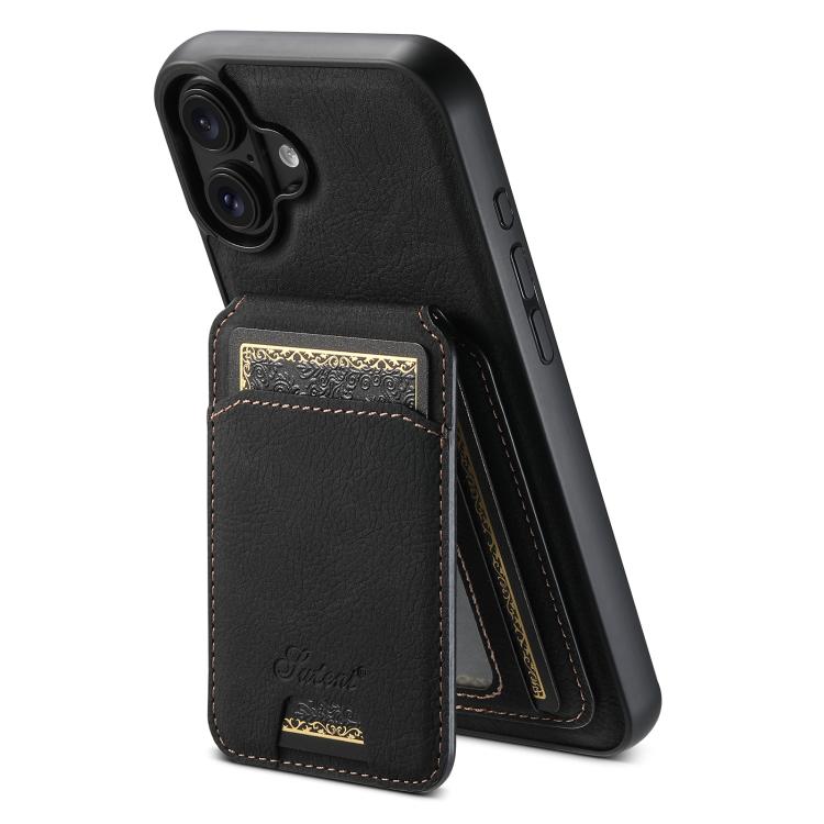 Suteni H16 Funda para teléfono con parte trasera tipo billetera desmontable de cuero con textura de litchi, For iPhone 18, For iPhone 18 Pro, For iPhone 18 Pro Max, For iPhone 17 Pro Max, For iPhone 17 Pro, For iPhone 17, For iPhone Air                ...