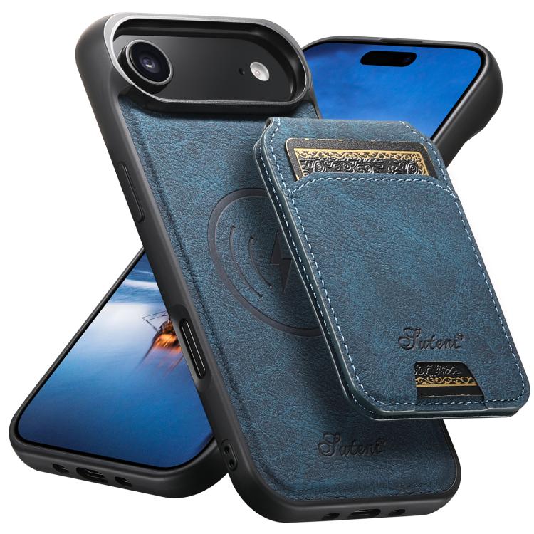 Suteni H16 Funda para teléfono con parte trasera tipo billetera desmontable de cuero con textura de litchi, For iPhone 18, For iPhone 18 Pro, For iPhone 18 Pro Max, For iPhone 17 Pro Max, For iPhone 17 Pro, For iPhone 17, For iPhone Air                ...