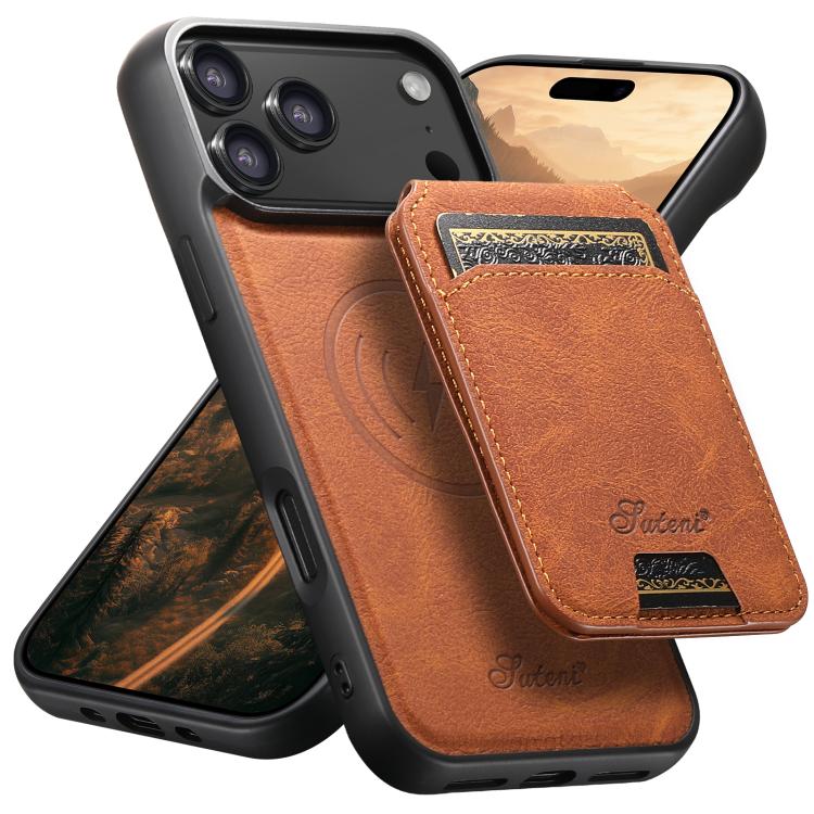 Suteni H16 Funda para teléfono con parte trasera tipo billetera desmontable de cuero con textura de litchi, For iPhone 18, For iPhone 18 Pro, For iPhone 18 Pro Max, For iPhone 17 Pro Max, For iPhone 17 Pro, For iPhone 17, For iPhone Air                ...