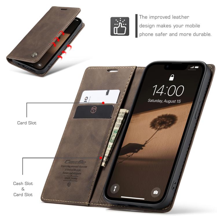 Funda de cuero para teléfono con tapa horizontal multifuncional CaseMe 013, For iPhone 17e / 16e, For iPhone 17 Pro Max, For iPhone 17 Pro, For iPhone 17, For iPhone Air, For iPhone 16 Pro Max, For iPhone 16 Pro, For iPhone 16 Plus, For iPhone 16