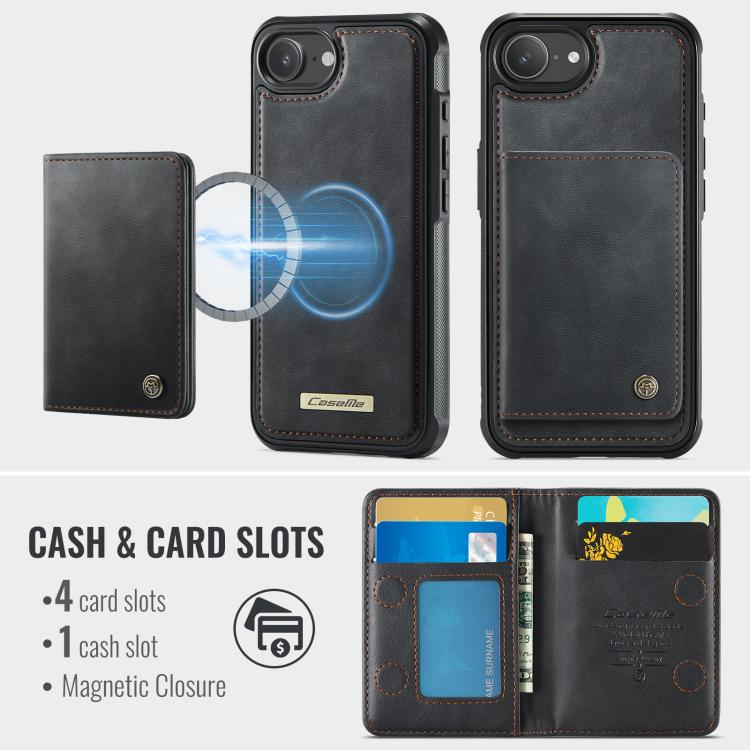 Funda para teléfono CaseMe Me80 Series con cartera desmontable, magnética, RFID y de piel vegana., For iPhone 17e / 16e, For iPhone 17 Pro Max, For iPhone 17 Pro, For iPhone 17, For iPhone Air, For iPhone 16 Pro Max, For iPhone 16 Pro, For iPhone 16 Pl...