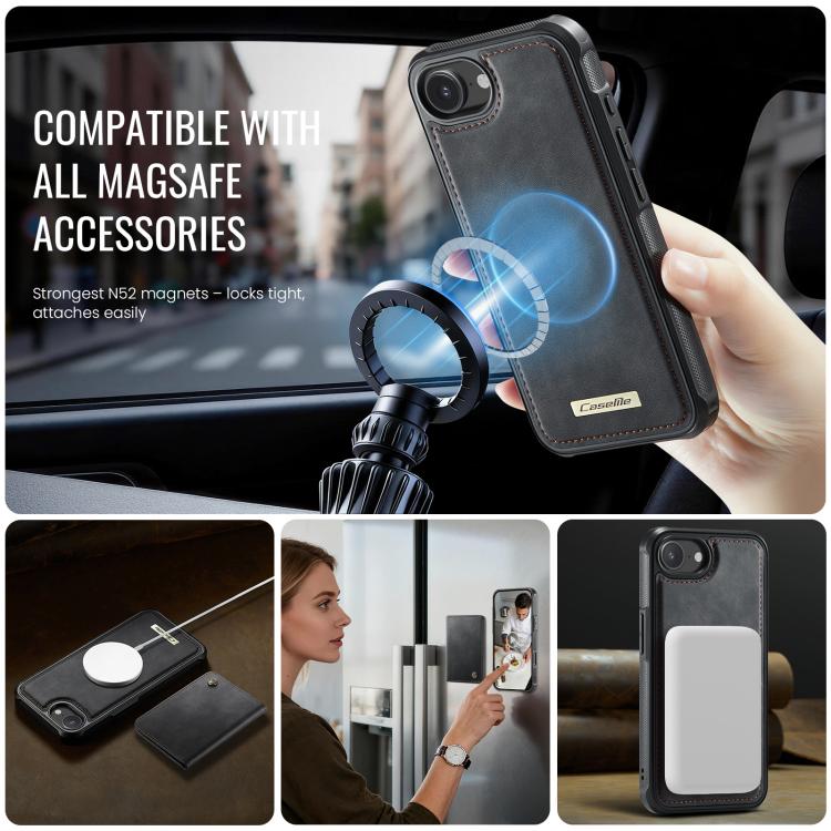 Funda para teléfono CaseMe Me80 Series con cartera desmontable, magnética, RFID y de piel vegana., For iPhone 17e / 16e, For iPhone 17 Pro Max, For iPhone 17 Pro, For iPhone 17, For iPhone Air, For iPhone 16 Pro Max, For iPhone 16 Pro, For iPhone 16 Pl...
