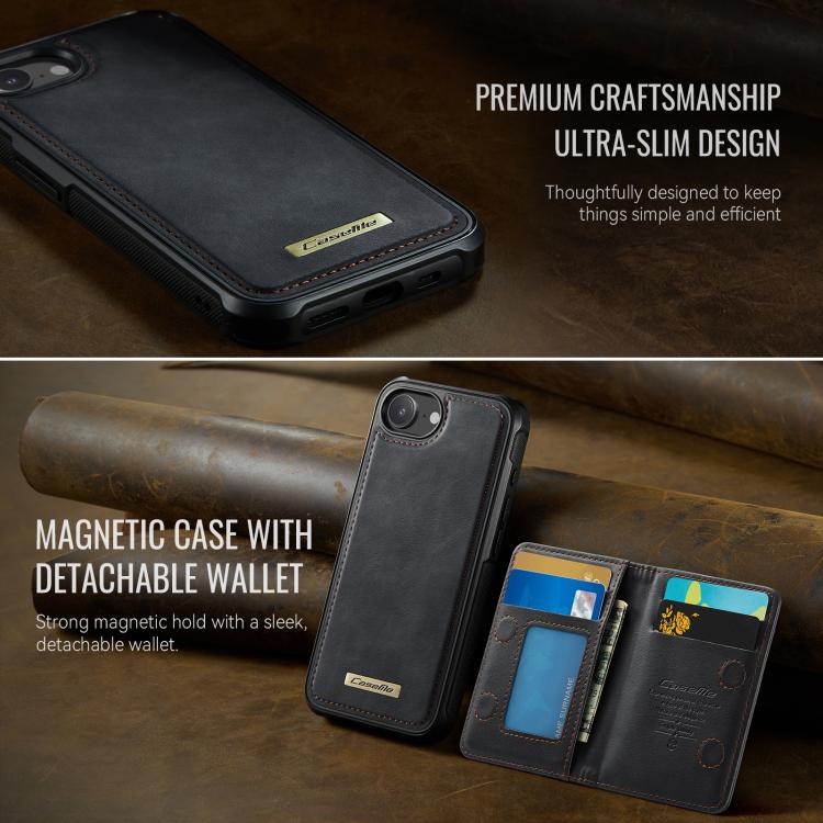 Funda para teléfono CaseMe Me80 Series con cartera desmontable, magnética, RFID y de piel vegana., For iPhone 17e / 16e, For iPhone 17 Pro Max, For iPhone 17 Pro, For iPhone 17, For iPhone Air, For iPhone 16 Pro Max, For iPhone 16 Pro, For iPhone 16 Pl...