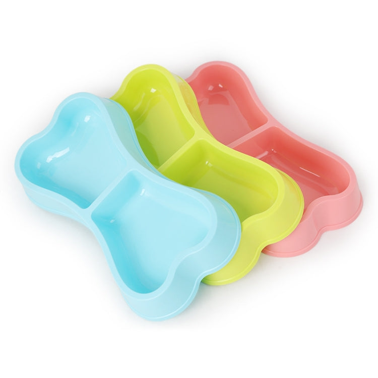 Cuencos de plástico para perros, cuencos ecológicos de doble cabeza con forma de hueso, alimentador para perros de color caramelo