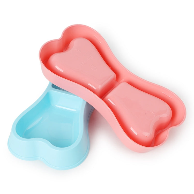 Cuencos de plástico para perros, cuencos ecológicos de doble cabeza con forma de hueso, alimentador para perros de color caramelo