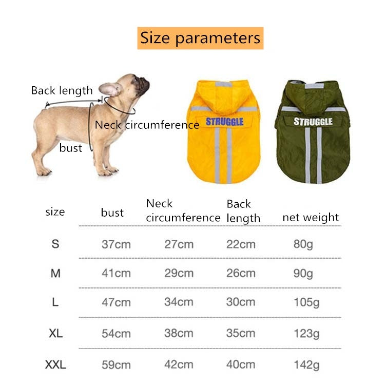 Impermeable reflectante plegable con capucha para mascotas, ropa impermeable para perros, S, M, L, XL, XXL