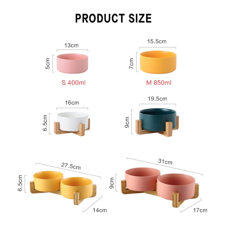Cuenco para gatos, olla para perros, cuenco de cerámica para mascotas, 13cm/400ml Single Bowl, 13cm/400ml Single Bowl With Wooden Stand, 13cm/400ml Double Bowl With Wooden Stand, 15.5cm/850ml Single Bowl, 15.5cm/850ml Single Bowl With Wooden Stand