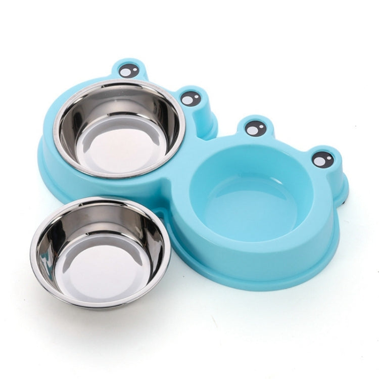 Suministros para mascotas con cuenco doble para perros y gatos de acero inoxidable, Frog Shape Pink