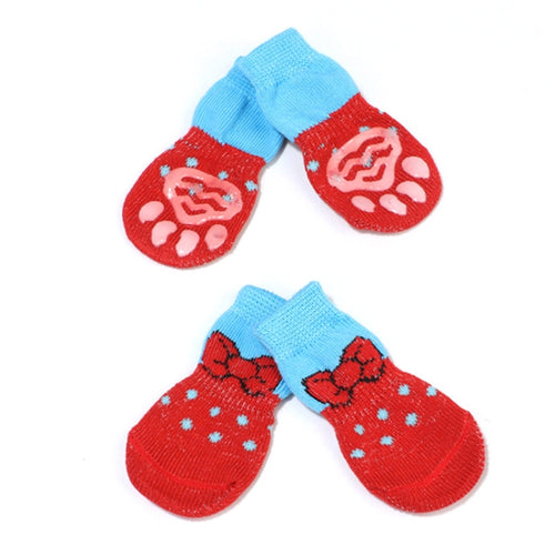 2 pares de zapatos para mascotas, perros, cachorros y gatos, zapatillas, calcetines antideslizantes, lindos para interiores, para perros pequeños, gatos, botas de nieve, calcetines, S, M