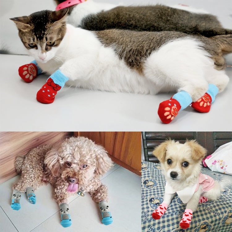 2 pares de zapatos para mascotas, perros, cachorros y gatos, zapatillas, calcetines antideslizantes, lindos para interiores, para perros pequeños, gatos, botas de nieve, calcetines, S, M
