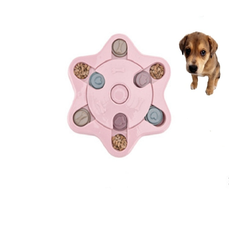 Juguete para mascotas, plato giratorio para comida para perros, rompecabezas para comer, suministros para cuencos para perros antiaplastantes, Round Style, Hexagon Style, Footprint Style