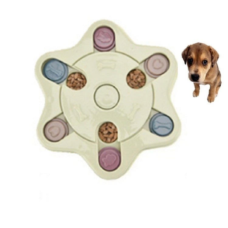 Juguete para mascotas, plato giratorio para comida para perros, rompecabezas para comer, suministros para cuencos para perros antiaplastantes, Round Style, Hexagon Style, Footprint Style
