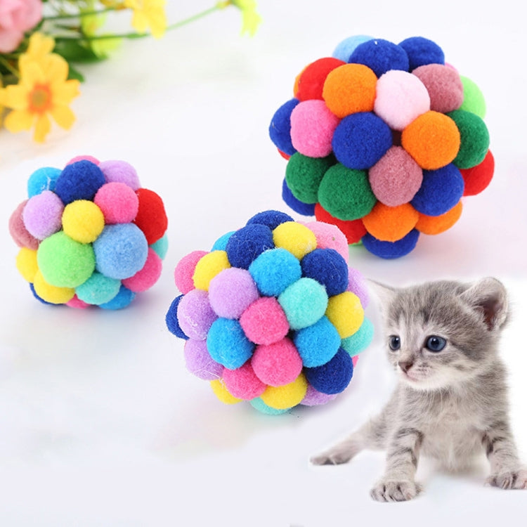3 PCS colorido hecho a mano campanas gato bola animosa juguete para mascotas, L, M, S