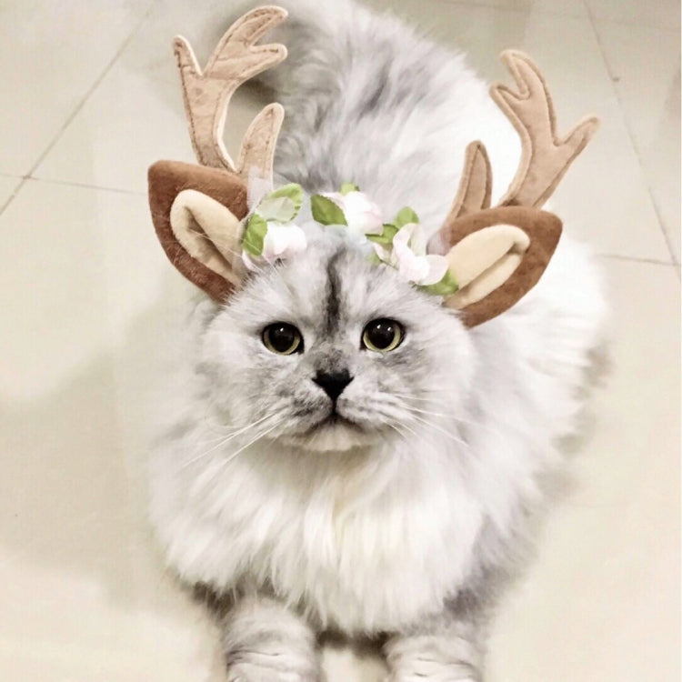 Accesorios navideños para mascotas, horquilla para perro, adorno para gato, diadema de asta navideña, S, M, L