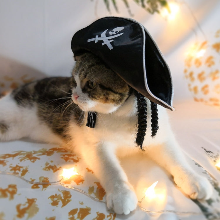 Suministros para mascotas Sombrero de pirata de Halloween Peluca para perros y gatos Sombrero de pirata blanco, White Pirate Hat,