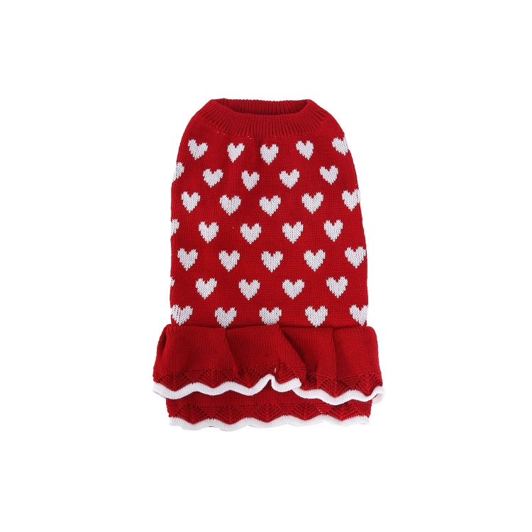 Otoño Invierno mascota rojo amor suéter festivo Navidad ropa para mascotas, XS, S, M, L, XL, XXL