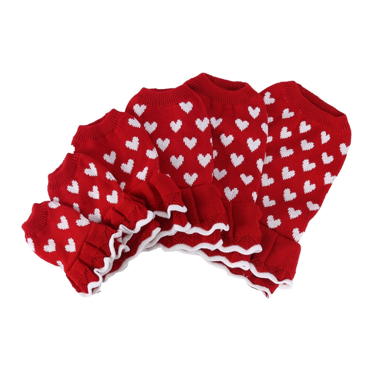 Otoño Invierno mascota rojo amor suéter festivo Navidad ropa para mascotas, XS, S, M, L, XL, XXL