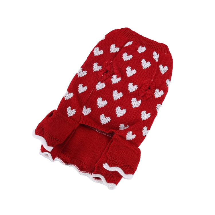 Otoño Invierno mascota rojo amor suéter festivo Navidad ropa para mascotas, XS, S, M, L, XL, XXL