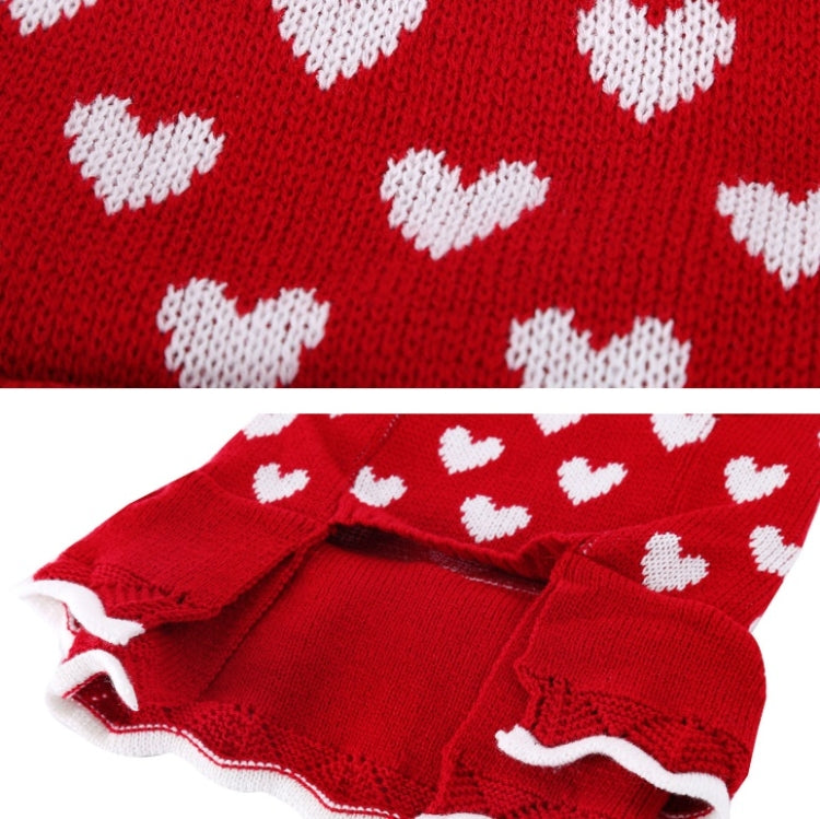 Otoño Invierno mascota rojo amor suéter festivo Navidad ropa para mascotas, XS, S, M, L, XL, XXL
