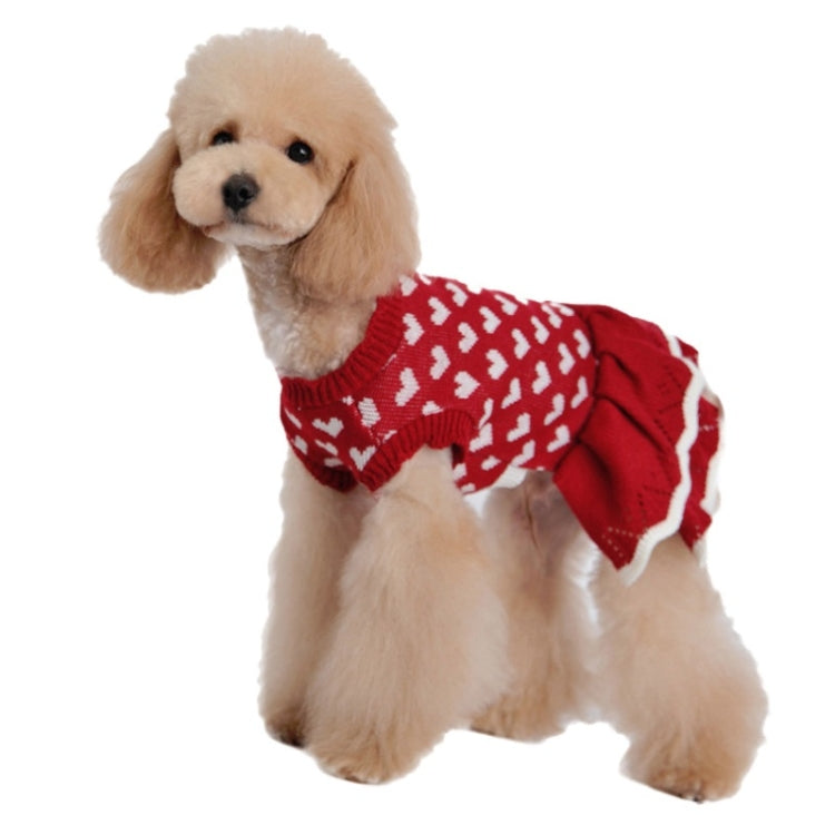 Otoño Invierno mascota rojo amor suéter festivo Navidad ropa para mascotas, XS, S, M, L, XL, XXL