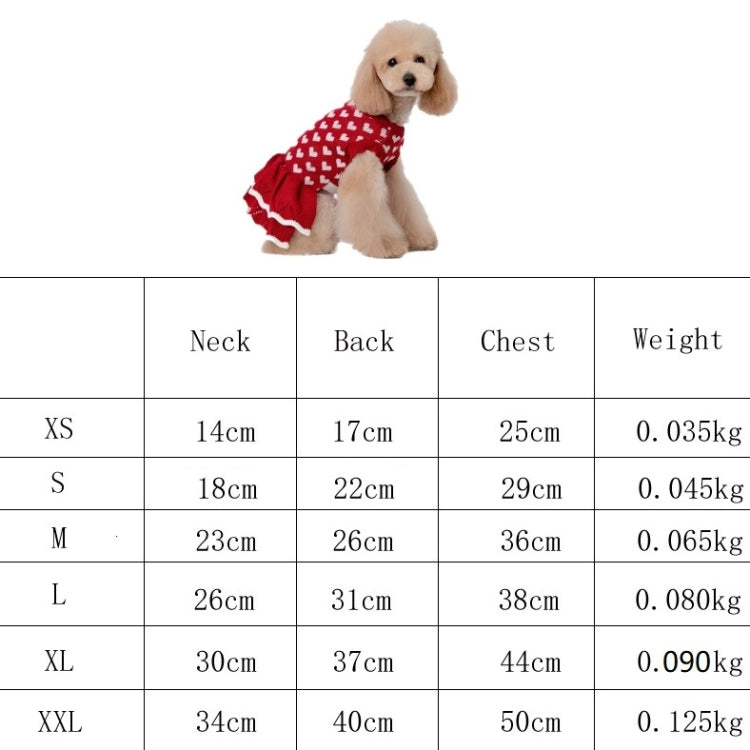 Otoño Invierno mascota rojo amor suéter festivo Navidad ropa para mascotas, XS, S, M, L, XL, XXL