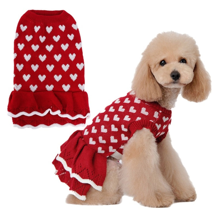 Otoño Invierno mascota rojo amor suéter festivo Navidad ropa para mascotas, XS, S, M, L, XL, XXL