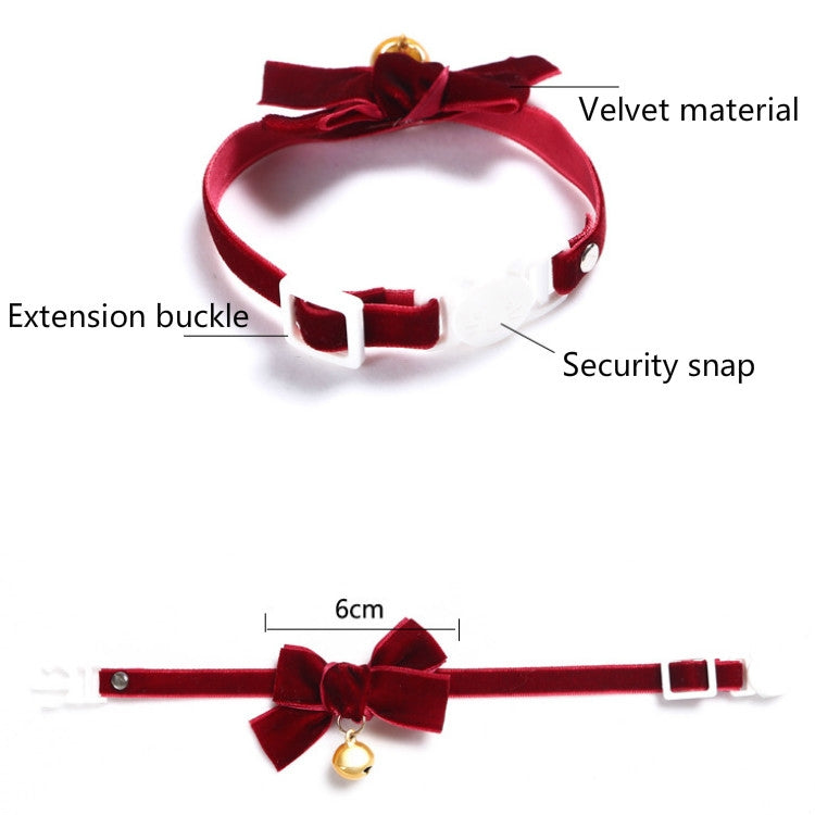 5 uds. Collar ajustable con lazo de terciopelo para mascotas, accesorios para pajarita para gato, perro y conejo, S 17-30cm Bowknot, S 17-30cm Bowknot With Bell