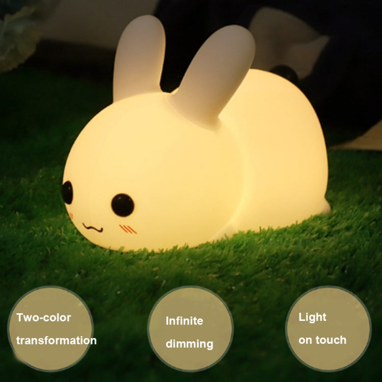 Conejo de silicona LED Luz nocturna Carga USB Luz de dos tonos Pat Light