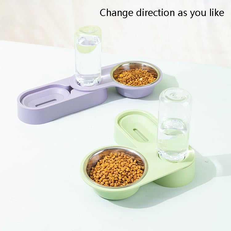 Suministros para mascotas, cuenco de comida para perros y gatos, cuenco doble giratorio plegable, Green Without Bowl, Purple Without Bowl, Pink Without Bowl, Gray Without Bowl, Green With Bowl, Purple With Bowl, Pink With Bowl, Gray With Bowl