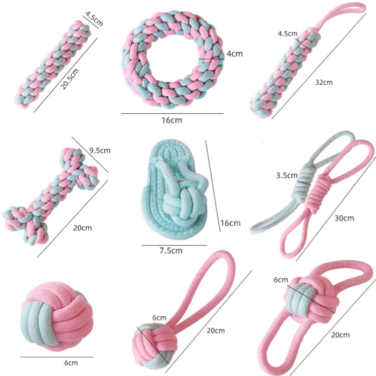 Juguete de limpieza de dientes molares para perros Cuerda de algodón tejida de color caramelo, Cotton Rope Single Ball, Single Ball, Double Ball, Hand Pulling Ball, 5 PCS Dumbbell Ball, 3 PCS Donut, Bone, Corn Stick, 7 Corn Handle Stick                ...