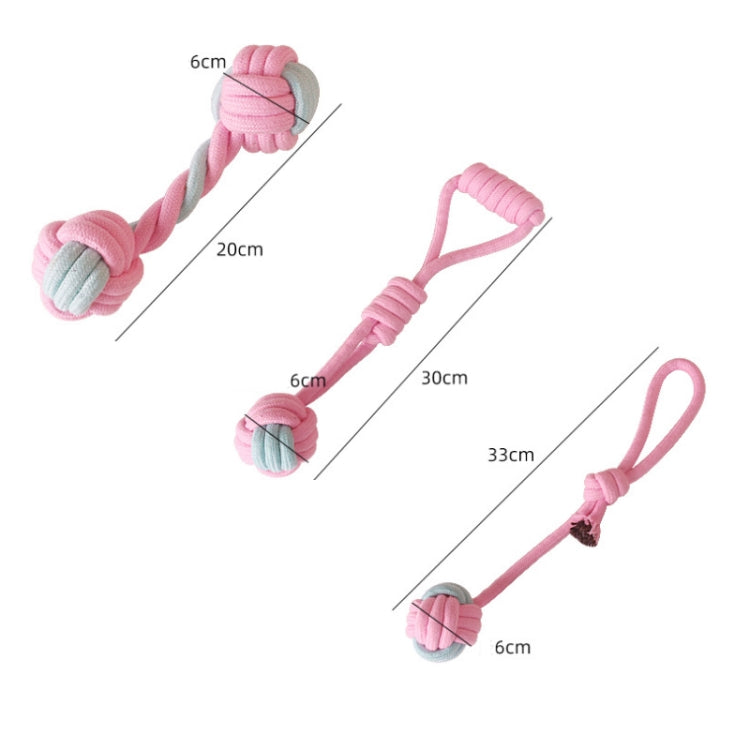 Juguete de limpieza de dientes molares para perros Cuerda de algodón tejida de color caramelo, Cotton Rope Single Ball, Single Ball, Double Ball, Hand Pulling Ball, 5 PCS Dumbbell Ball, 3 PCS Donut, Bone, Corn Stick, 7 Corn Handle Stick                ...