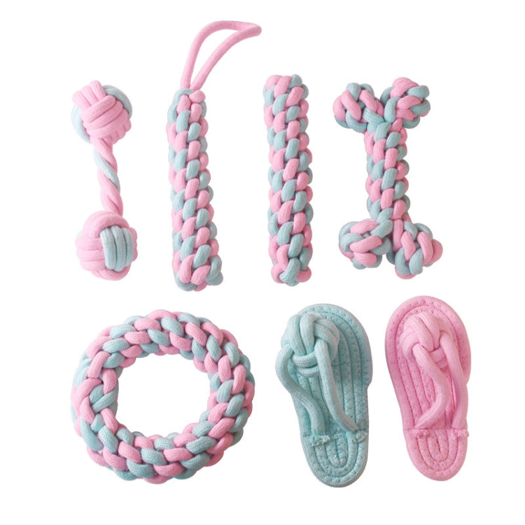 Juguete de limpieza de dientes molares para perros Cuerda de algodón tejida de color caramelo, Cotton Rope Single Ball, Single Ball, Double Ball, Hand Pulling Ball, 5 PCS Dumbbell Ball, 3 PCS Donut, Bone, Corn Stick, 7 Corn Handle Stick                ...