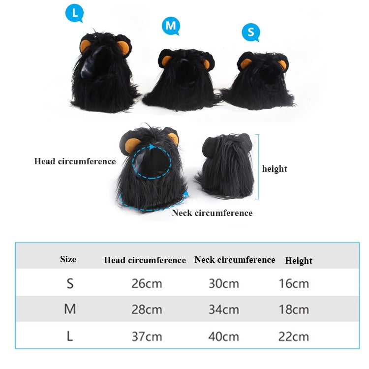 2 uds mascota perro gato imitación León tocado tocado peluca sombrero, S, L