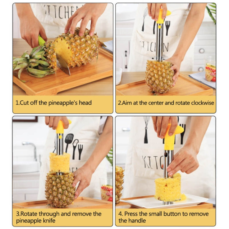 2 uds pelador de piña de acero inoxidable cortador de frutas herramientas de cocina, Pineapple Corer Slicer (Black handle), Pineapple Corer Slicer (Yellow handle), Pineapple Corer Slicer (Fruit Green handle)