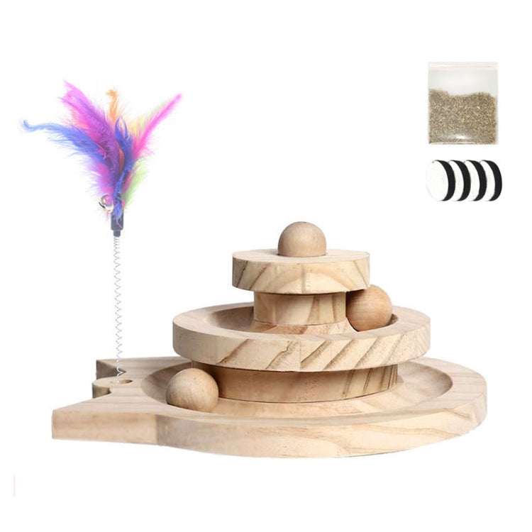 MZP01 Tocadiscos de madera maciza Juguetes para gatos Durable Divertido Cat Stick Scratcher, Especificación:, Double-layer Small, Three-layer Large