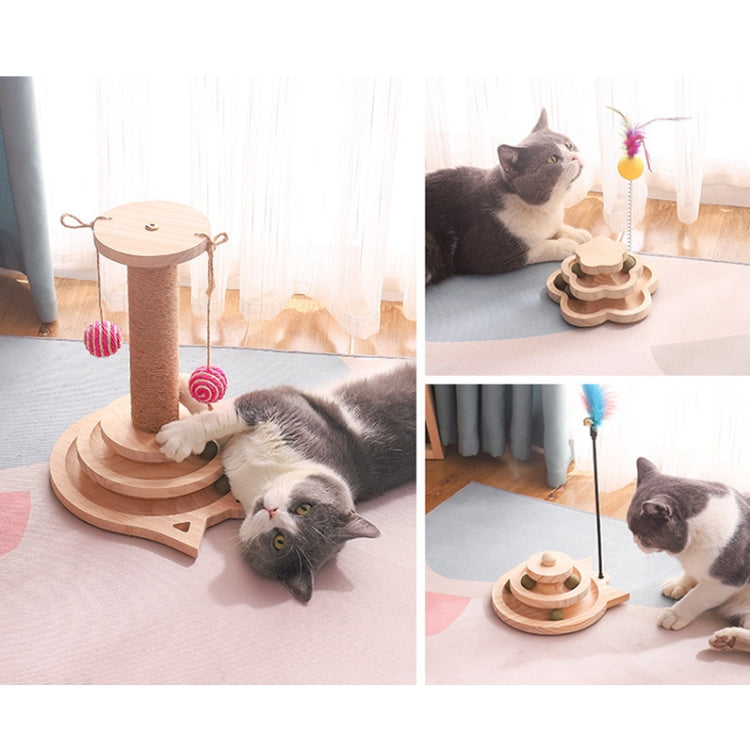MZP01 Tocadiscos de madera maciza Juguetes para gatos Durable Divertido Cat Stick Scratcher, Especificación:, Double-layer Small, Three-layer Large