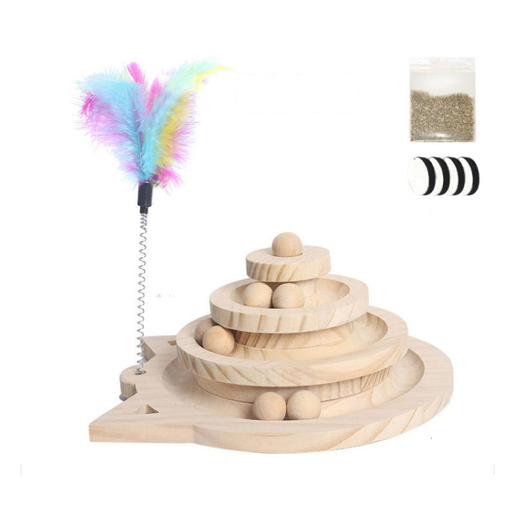 MZP01 Tocadiscos de madera maciza Juguetes para gatos Durable Divertido Cat Stick Scratcher, Especificación:, Double-layer Small, Three-layer Large
